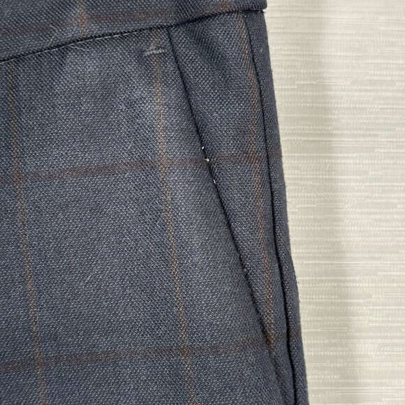 Banana Republic Pants Womens 2 Straight Trouser Blue Plaid Wool Blend Pockets - Picture 4 of 8